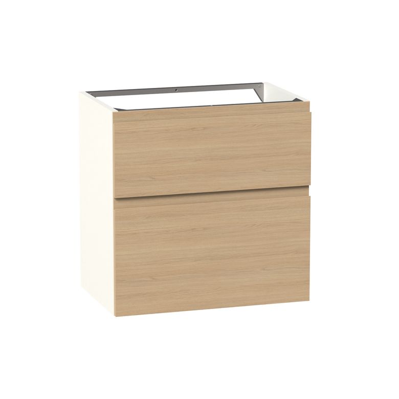 Meuble sous-vasque gain de place 60 cm 2 tiroirs prise de main intégrée PHOENIX