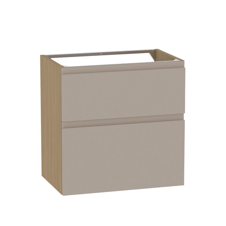 Meuble sous-vasque gain de place 60 cm 2 tiroirs prise de main intégrée PHOENIX