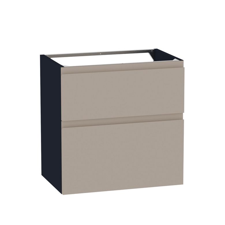 Meuble sous-vasque gain de place 60 cm 2 tiroirs prise de main intégrée PHOENIX