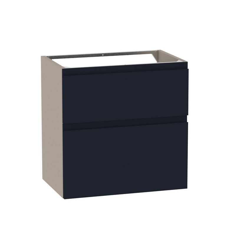 Meuble sous-vasque gain de place 60 cm 2 tiroirs prise de main intégrée PHOENIX