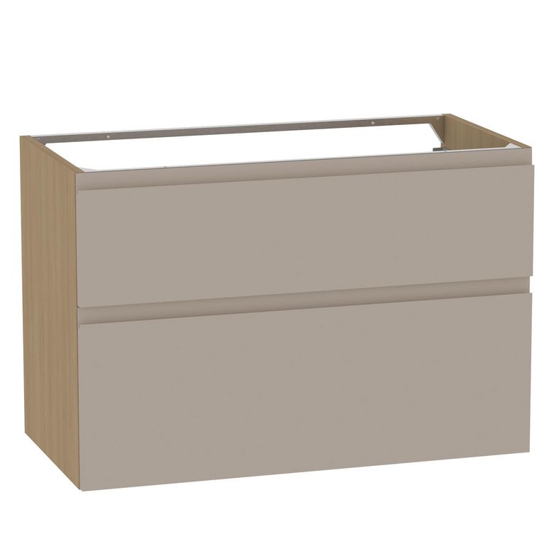 Meuble sous-vasque 90 cm avec 2 tiroirs - Prise main intégrée PHOENIX