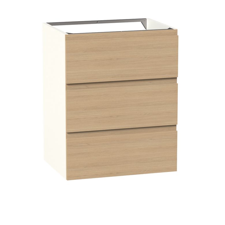 Meuble sous-vasque 60 cm avec 3 tiroirs - Prise main intégrée PHOENIX