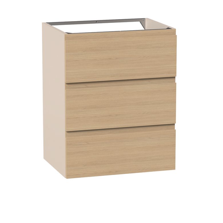 Meuble sous-vasque 60 cm avec 3 tiroirs - Prise main intégrée PHOENIX