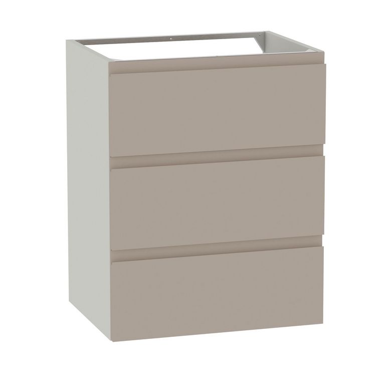 Meuble sous-vasque 60 cm avec 3 tiroirs - Prise main intégrée PHOENIX