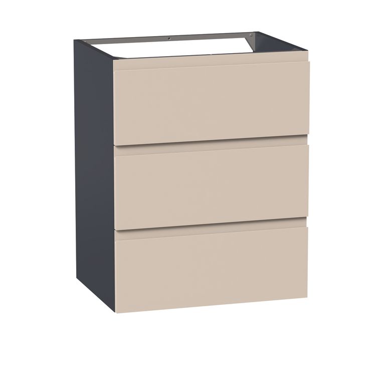 Meuble sous-vasque 60 cm avec 3 tiroirs - Prise main intégrée PHOENIX