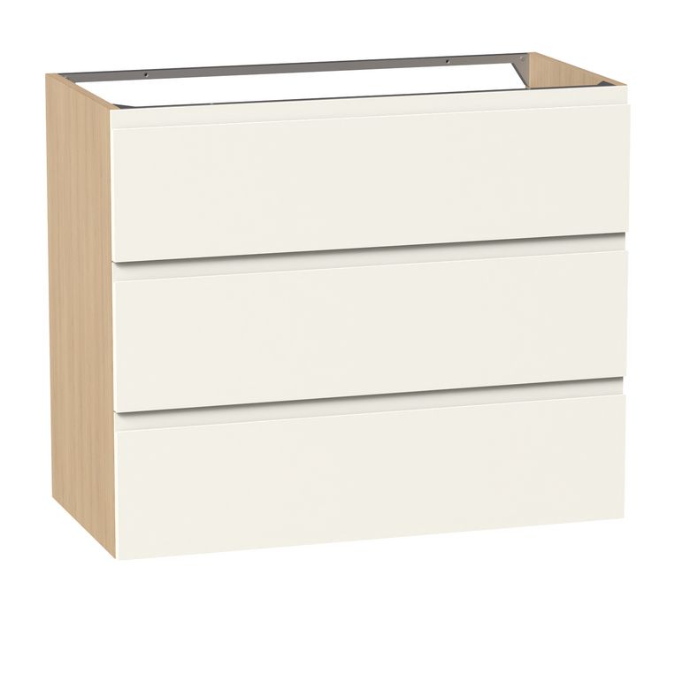 Meuble sous-vasque 90 cm avec 3 tiroirs - Prise main intégrée PHOENIX