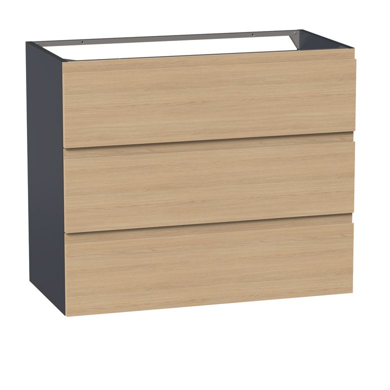 Meuble sous-vasque 90 cm avec 3 tiroirs - Prise main intégrée PHOENIX