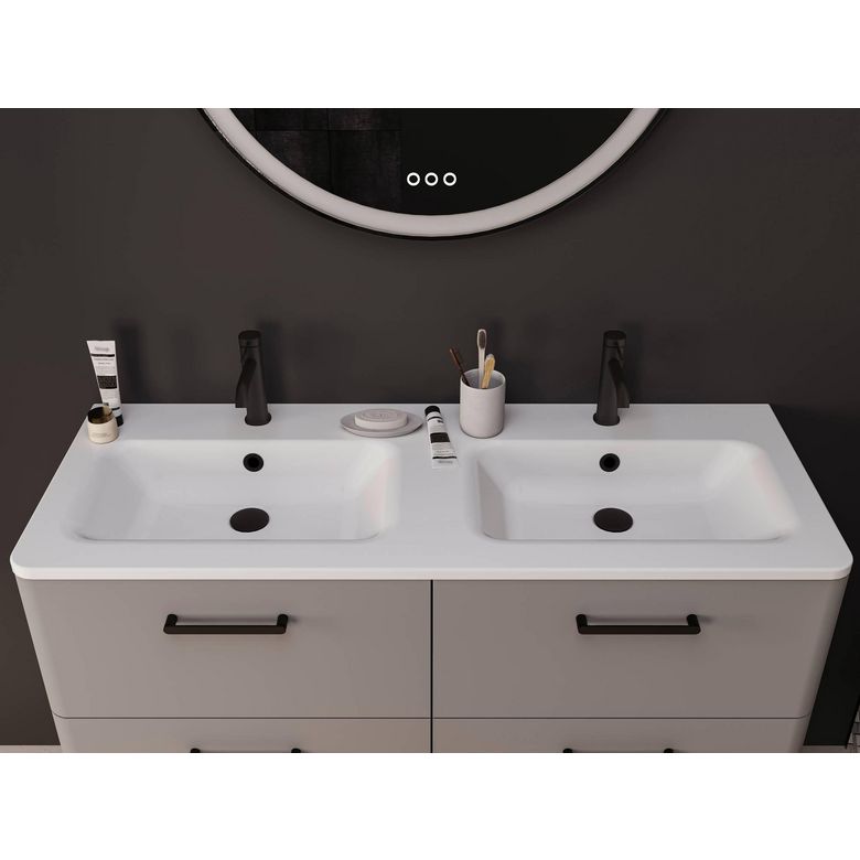 Plan double vasque 120 cm résine FRIDA - Lapeyre