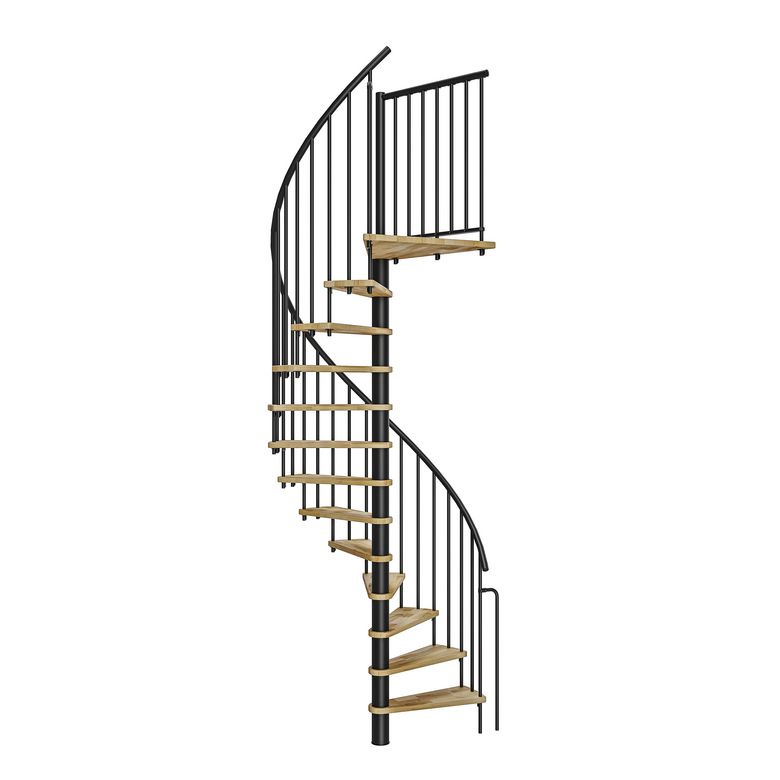Escalier ENZO D.140 cm acier noir, hêtre LCA vernis incolore Rampe Ela Main Image