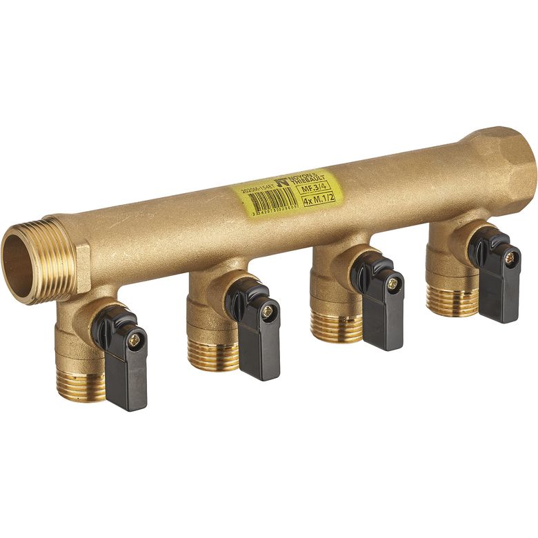 Collecteur MF G3/4 - 4 départs M G1/2 avec vannes monobloc vrac étiqueté Main Image