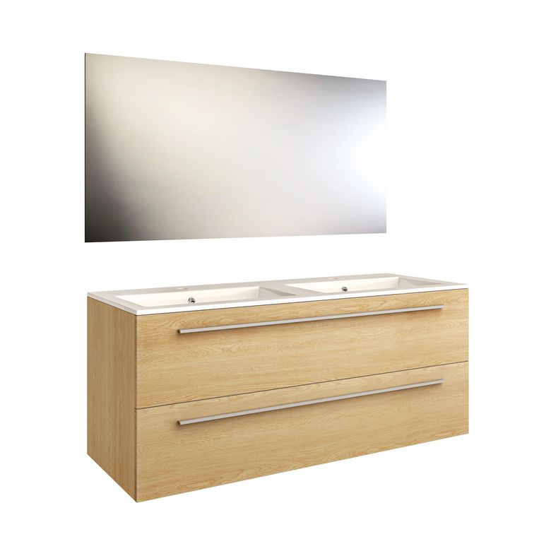 Pack V2 FOKUS 2 bois clair avec plan céramique l.121 + miroir Main Image