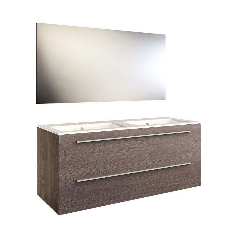 Pack V2 FOKUS 2 bois foncé avec plan céramique l.121 + miroir Main Image