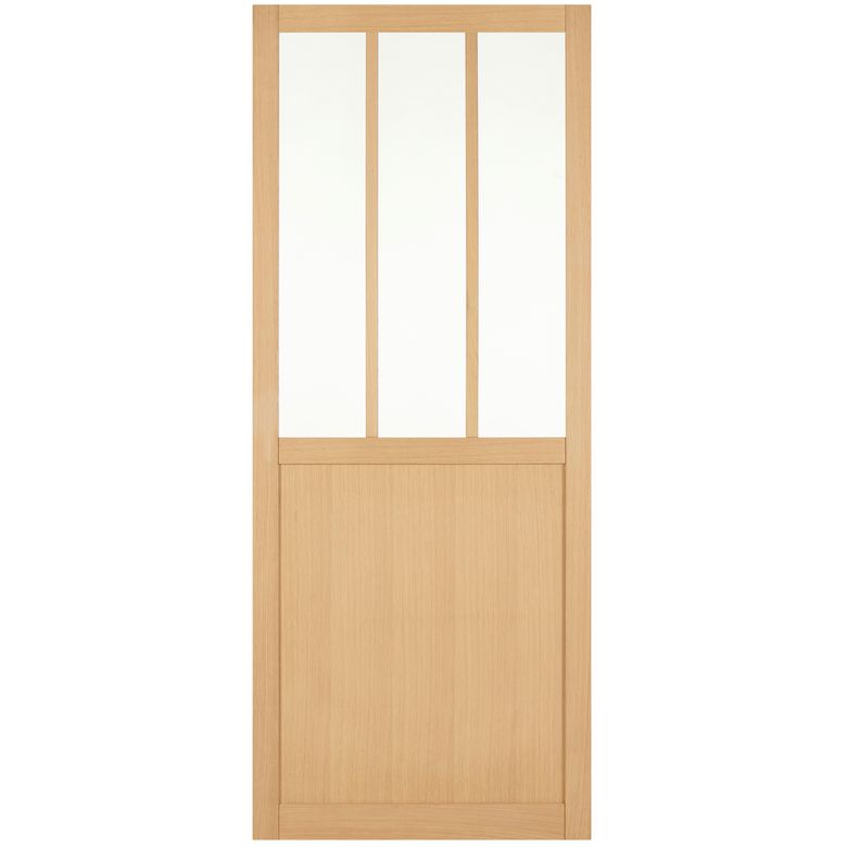 Porte coulissante verrière chêne plaqué