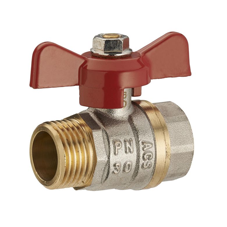 Vanne à sphère papillon double mâle femelle 15/21 nickelé Main Image