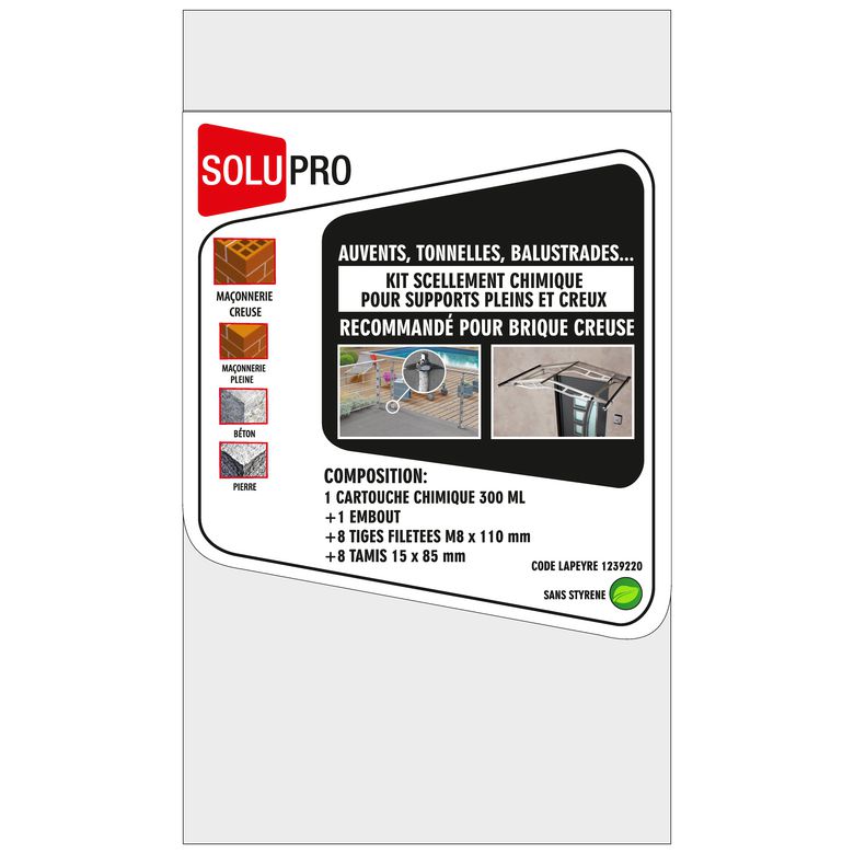 Kit de fixation mur plein pour auvents