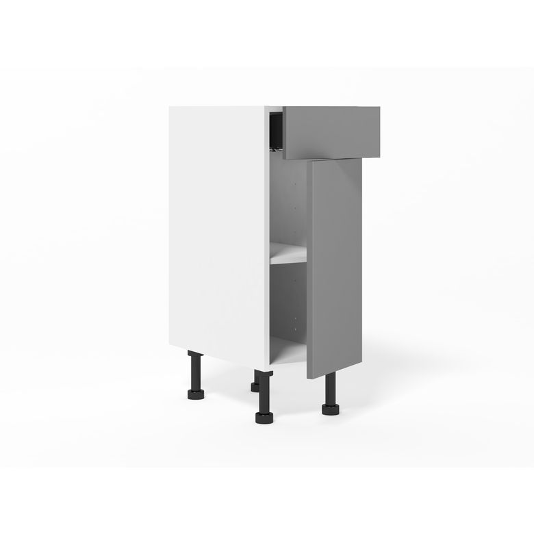 Meuble bas de rangement de cuisine petite largeur,1 porte,1 tiroir,1 tablette