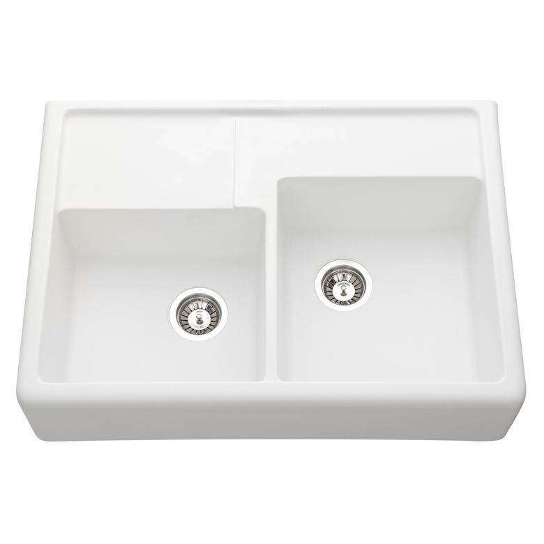 Evier timbre THIBERT synthèse blanc 2 bacs 898X660X200 Main Image