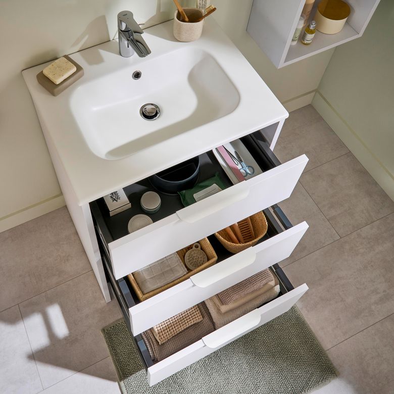Meuble sous-vasque 60 cm avec 3 tiroirs FABIAN - Lapeyre