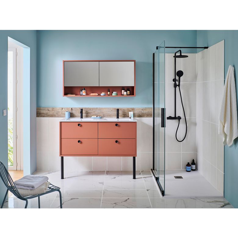 Colonne de douche thermostatique LUCIA noir - Lapeyre