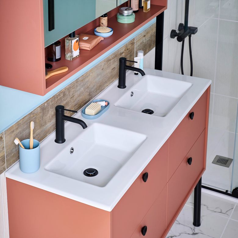 Plan double vasque L.121 cm céramique FORMEO | Lapeyre