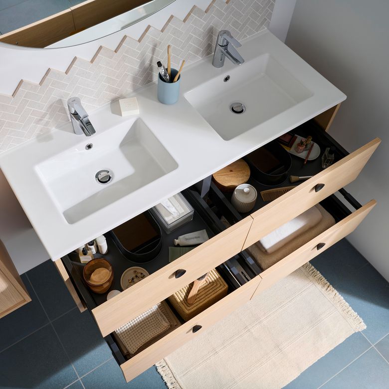 Plan double vasque L.121 cm céramique FORMEO | Lapeyre