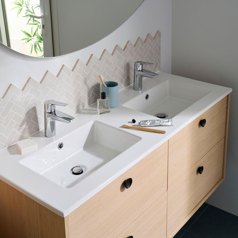 Plan double vasque L.121 cm céramique FORMEO | Lapeyre
