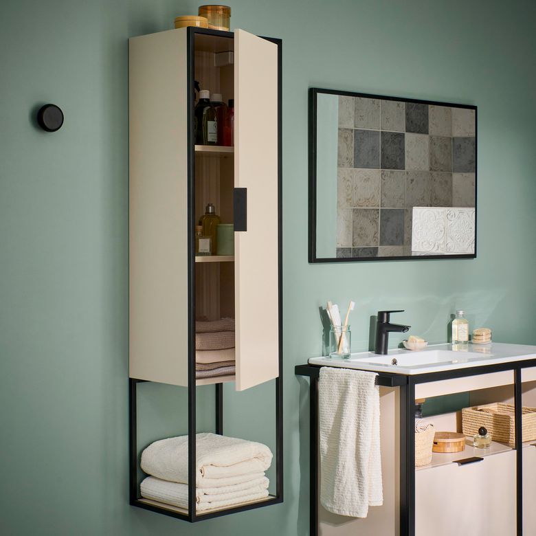 Meuble sous vasque 90 cm 2 tiroirs metal 2-Lapeyre