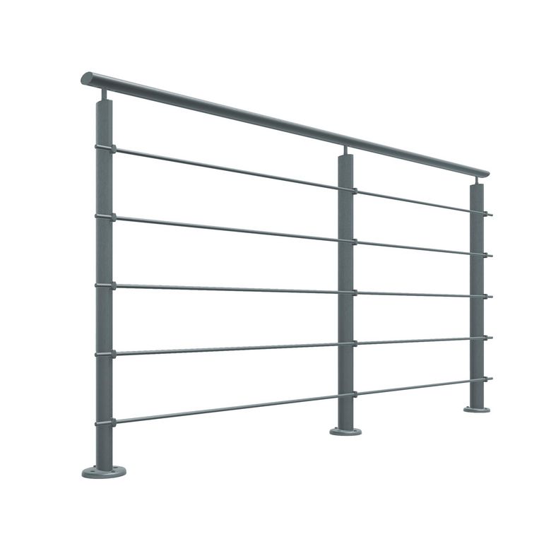 Balustrade Prestio en aluminium - Pack 2M fixation à plat -Lapeyre