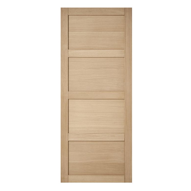 Porte seule recoupable QUADRAL *** Chêne plaqué - 4 panneaux - H.214 x l. 75 Main Image