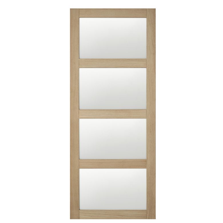Porte seule recoupable QUADRAL *** Chêne plaqué - 4 vitrages - H.214 x l. 75 Main Image