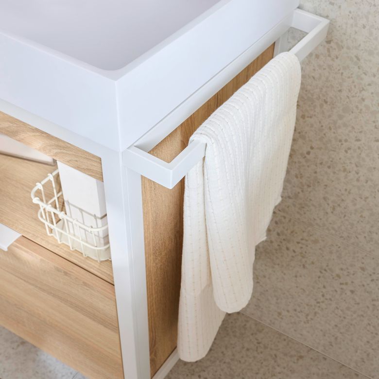 Meuble sous vasque 60 cm 1 tiroir metal 2- Lapeyre