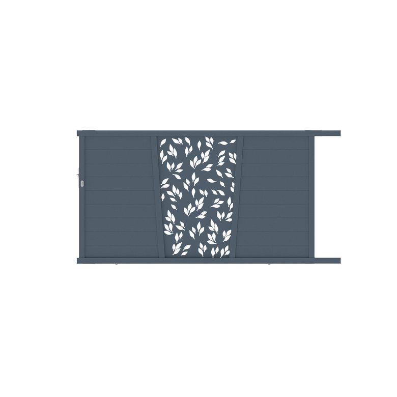 Portail coulissant Aluminium Pise décor feuille