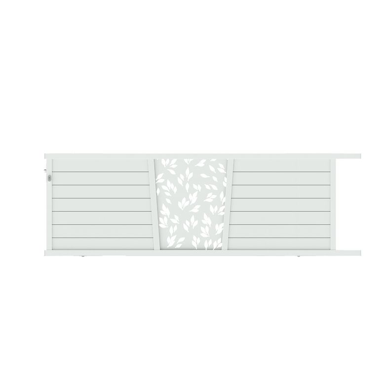Portail coulissant Aluminium Pise décor feuille
