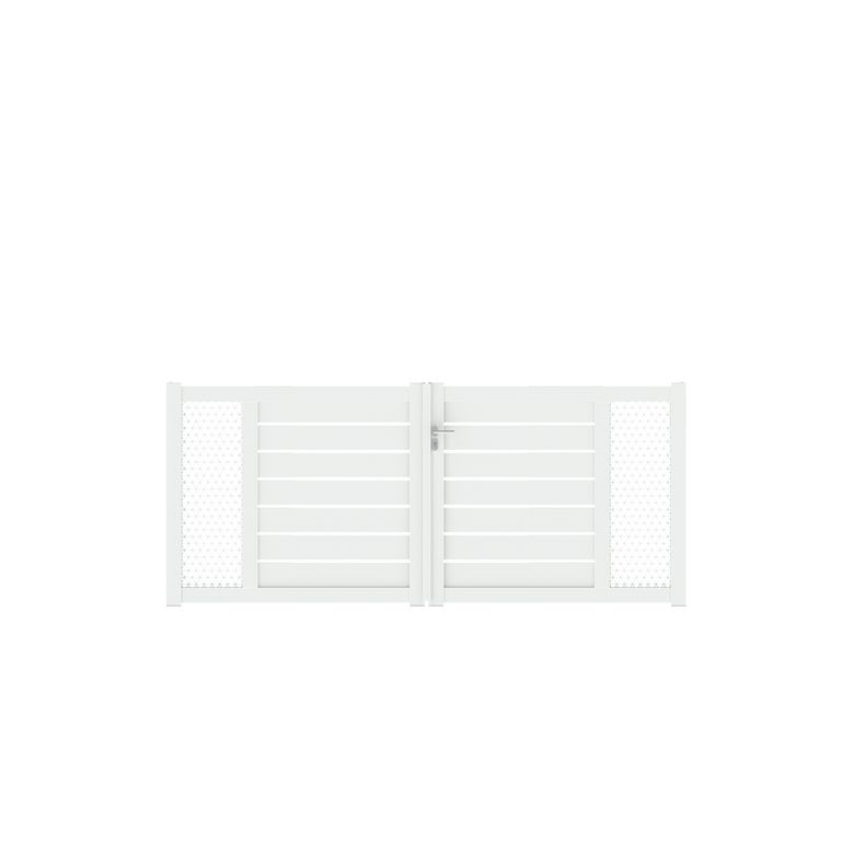 Portail battant CATANE moucharabieh alu H.136 x l.300 blanc RAL 9016 brillant D Main Image