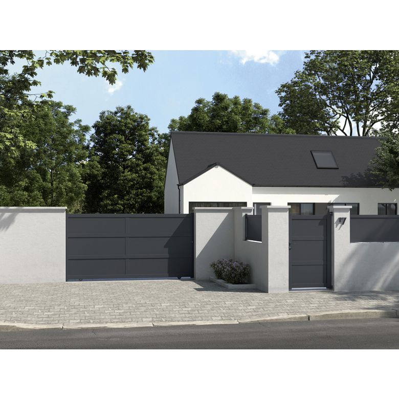 Clôture sur muret Vamara aluminium pleine
