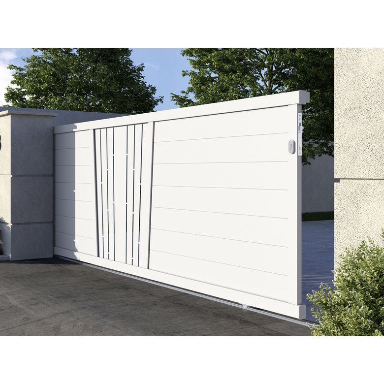 Portail coulissant Aluminium Pise décor soleil-Lapeyre