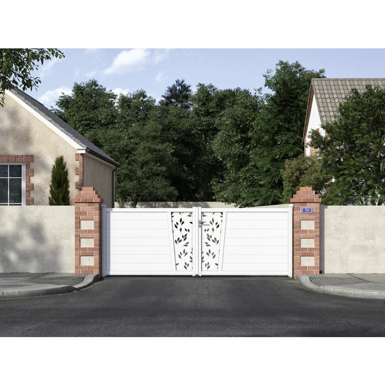 Portail battant Aluminium Pise décor feuille-Lapeyre