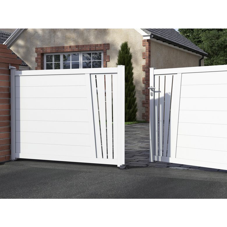 Portail battant Aluminium Pise décor feuille-Lapeyre