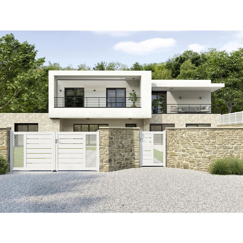 Portail battant Aluminium Catane décor moucharabeih