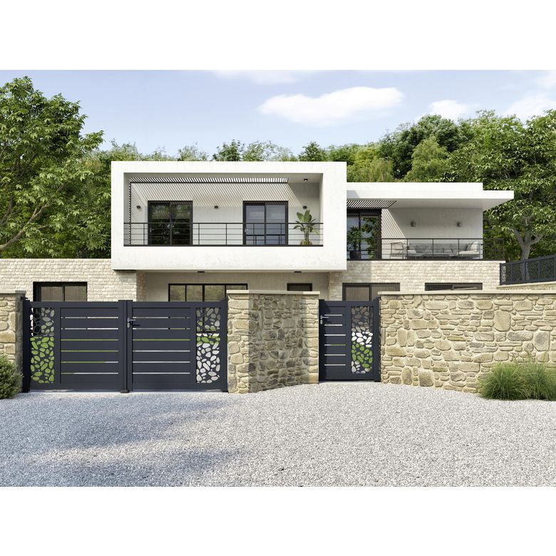 Portail battant Aluminium Catane galet-Lapeyre