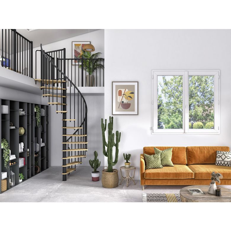 Escalier spirale ENZO avec Rampe ENO - Escaliers - Lapeyre