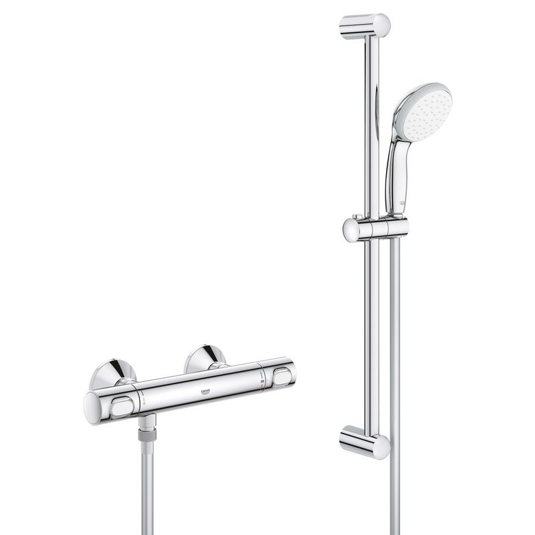 SL Mitigeur douche thermostatique Precision Flow chr+kit de douche Vitalio Go Main Image