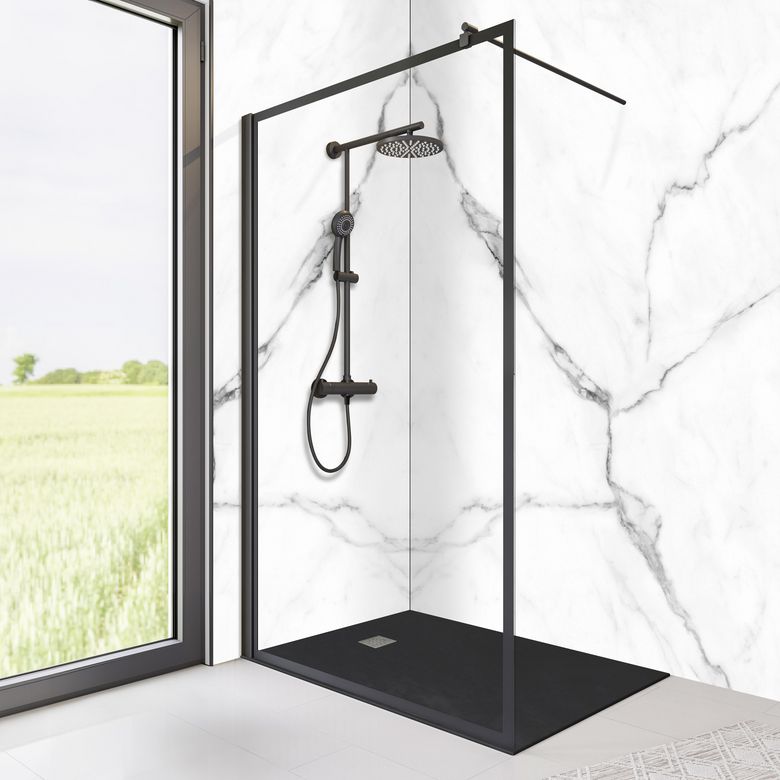 SL Paroi de douche LIZA 6mm H.200 x l.120 verre transparent profilés noirs mat Main Image