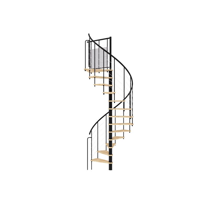 Escalier ENZO D.140 cm acier noir, hêtre LCA vernis incolore Rampe Emma Main Image