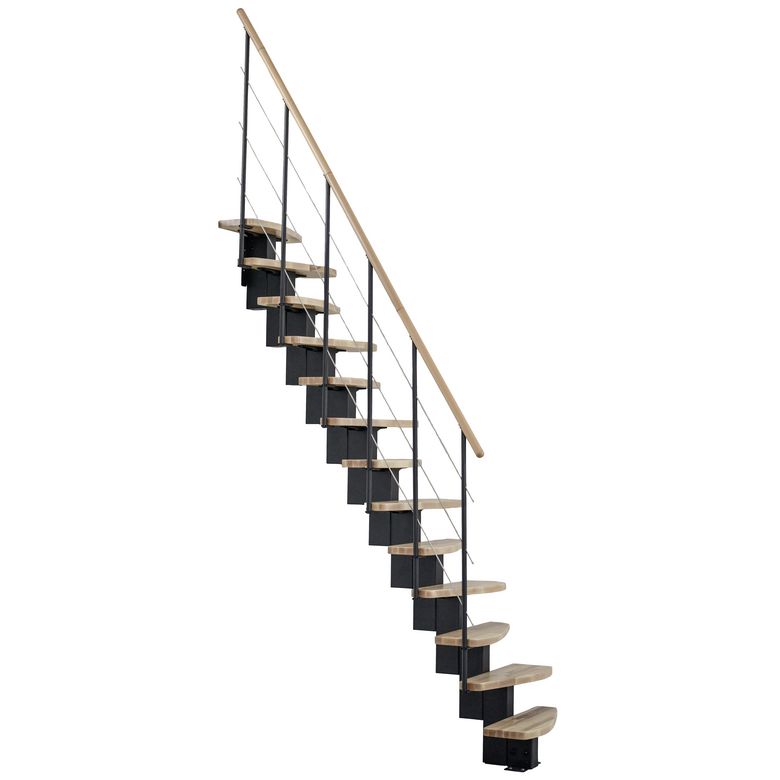 Echelle BALI 2, Droit 13 marches hêtre lamellé collé avec rampe, Hmax 298 cm Main Image
