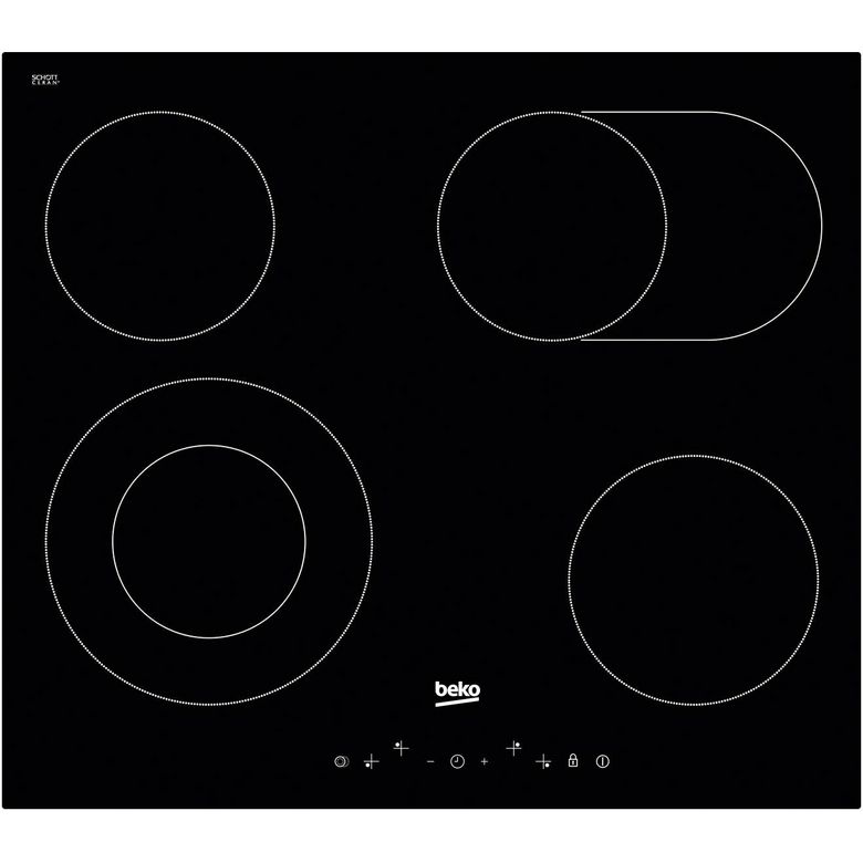 Table vitrocéramique noir 4 foyers Beko HIC64403T Main Image