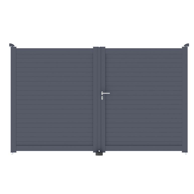 Portail battant VENZO aluminium H.180 x l.300 gris anthracite RAL 7016 FS Main Image