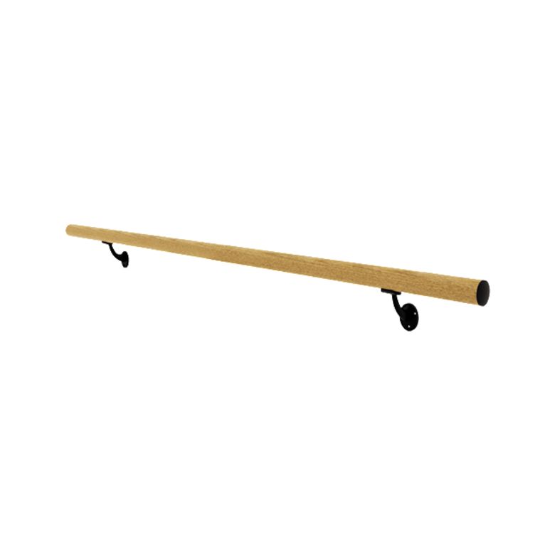 Pack main courante + supports Lisseo aluminium plaxé chêne 2ml Main Image