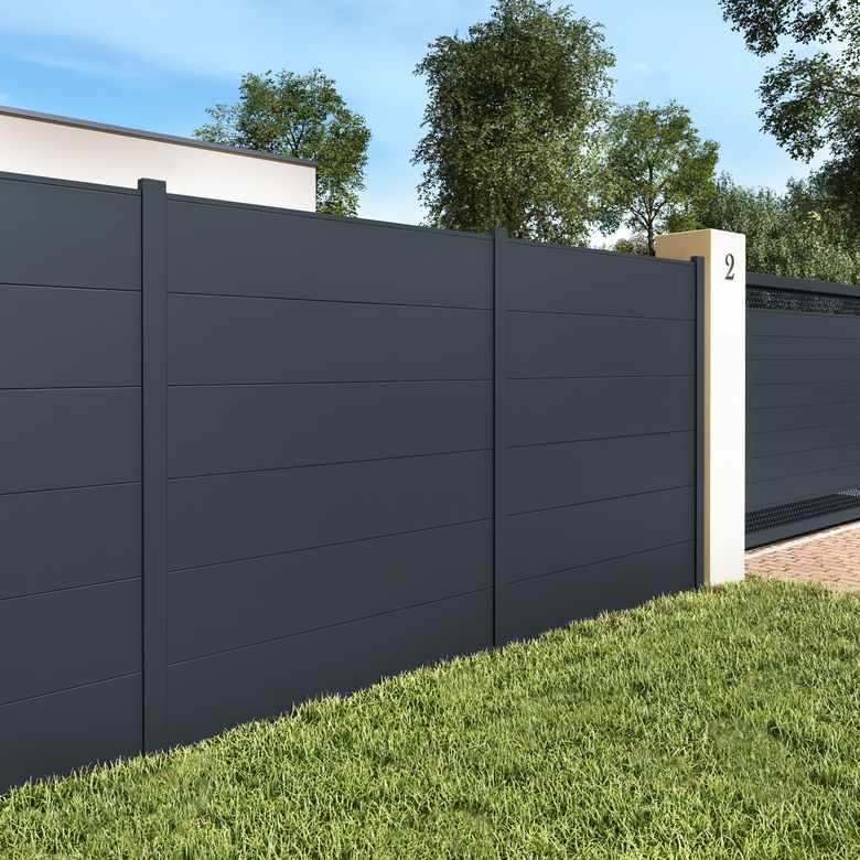Pack 2 lames larges pleines clôture Valeda aluminium | Lapeyre