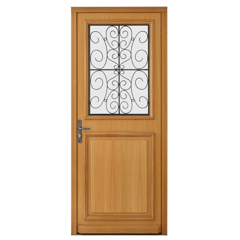 Porte d'entrée** Bois exotique ANNE-SOPHIE +barillet 30x40 - H.215 x l.90 gauche Main Image